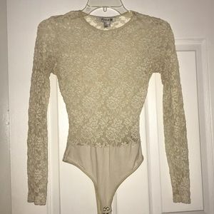 Forever21 Beige Laced bodysuit
